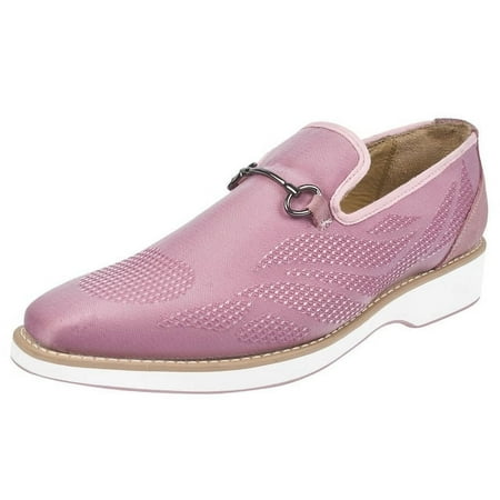 LIBERTYZENO Mens Classic Formal Shoes Slip On Loafers  Pink 8.5