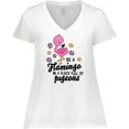 thumbnail image 3 of Inktastic Be a Flamingo in a Flock of Pigeons with Flowers Women's Plus Size V-Neck T-Shirt, 3 of 5