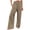Khaki, variant on KHONTS Women's Casual High Waisted Palazzo Pants Wide Leg Trendy Trousers Floral Printed Boho Beach Vacation Pants with Pockets Purple XL