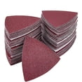 thumbnail image 1 of 50-100 piezas de almohadillas de lijado triangulares, hojas de lija triangulares compatibles con herramientas multiusos oscilantes de 8 pulgadas, con gancho y bucle, surtidos, 1 of 4