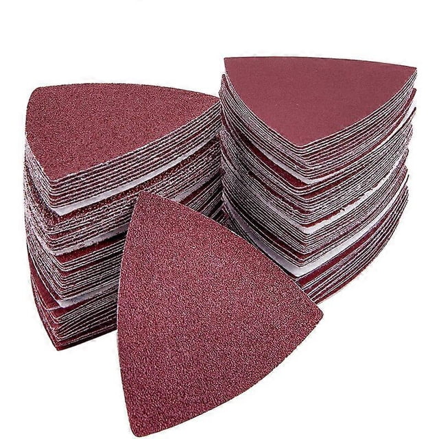 50-100 piezas de almohadillas de lijado triangulares, hojas de lija triangulares compatibles con herramientas multiusos oscilantes de 8 pulgadas, con gancho y bucle, surtidos