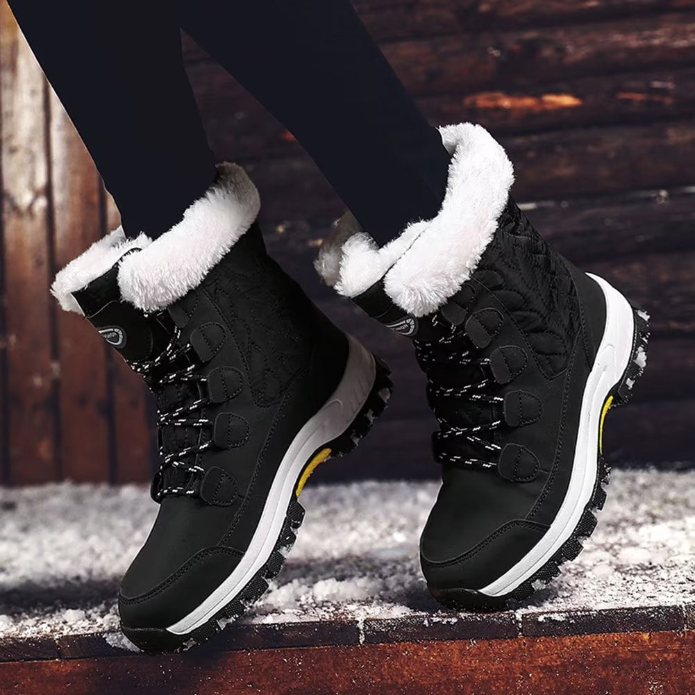Dumajo Snow Boots For Women Winter Waterproof Shoes Thickened Faux Fur  Lined Frosty Warm Outdoor Boots 