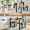 thumbnail image 2 of Patiojoy 3pcs Dining Table Set for 4 Modern Industrial Counter Height Kitchen Table Set with 2 Benches for Dining Room Nature, 2 of 9