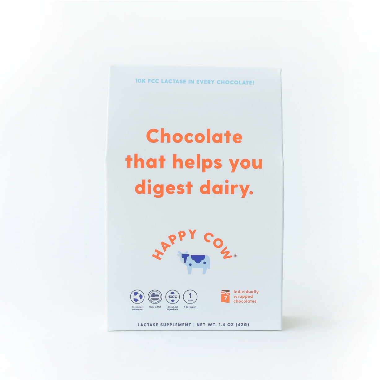 Happy Cow: Chocolate that helps you digest dairy, 7-Pack