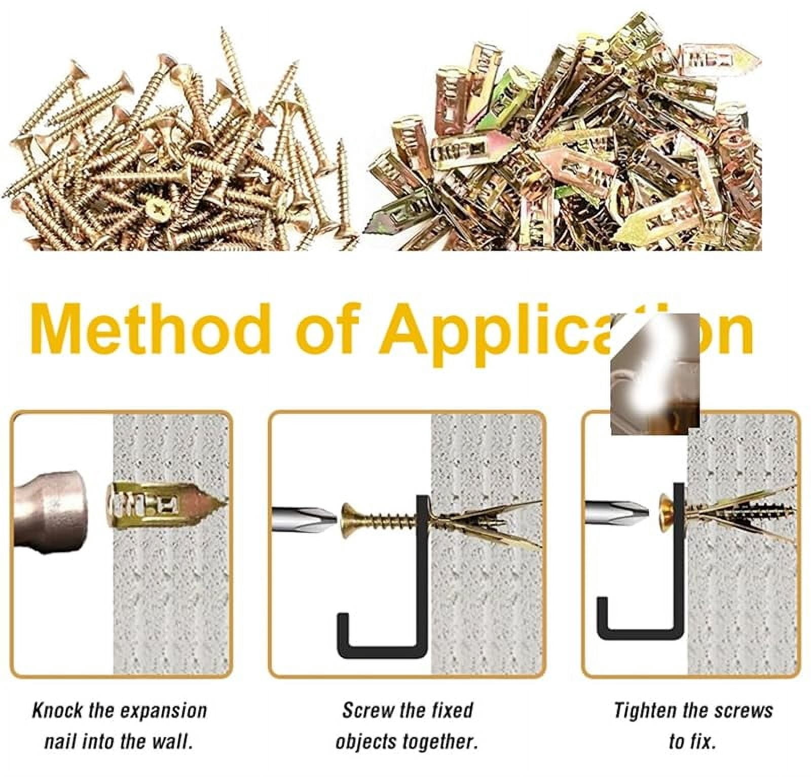 Self-Drilling Anchors Screws, 2024 Expansion Screws Set Premium Drywall Anchors and Screws Kit, Easy Application No Drill or Holes in Wall Zinc Plated Steel Self-Drilling Anchors (50, 0.47 * 1.37")