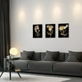 thumbnail image 4 of 3 Piece Flower Canvas Wall Art Brown Floral Painting Art Prints Transparent Floral with Butterfly Picture Beach Artwork Modern Bedroom Bathroom Decor Framed Ready to Hang, 4 of 6