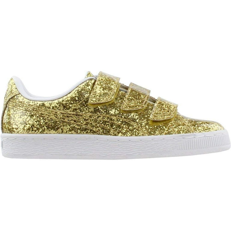 Puma Basket Strap Glitter 364070 02 Women s Gold Low Top Sneakers Shoes C2099 4.5 Walmart