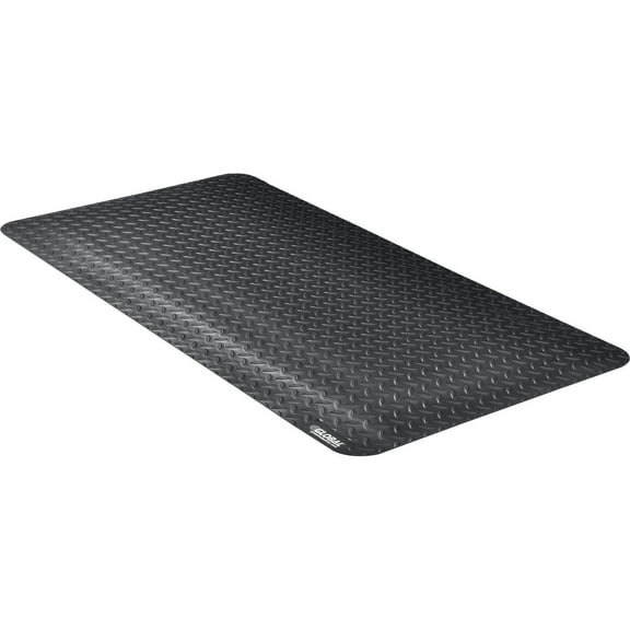 Global Industrial Diamond Plate Anti Fatigue Mat 15/16"" Thick 2'W x 4'L Black