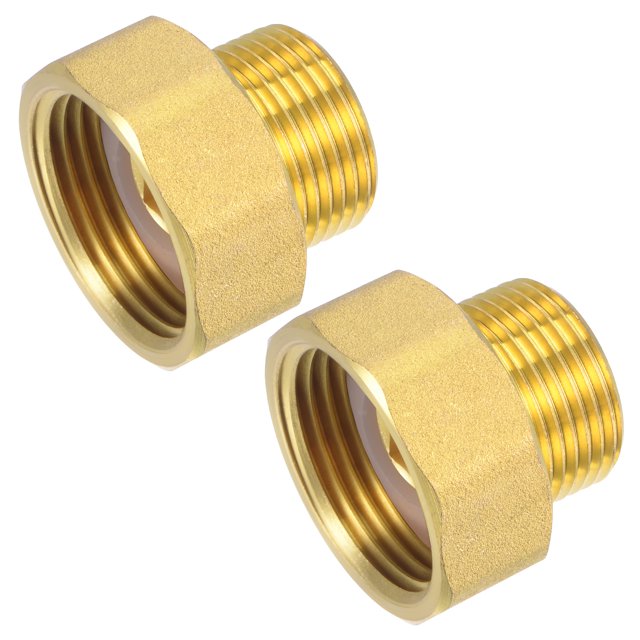 Unique Bargains G1 Female x G3/4 Male Thread 31mm Brass Pipe Fitting Hex Coupling 2 Count