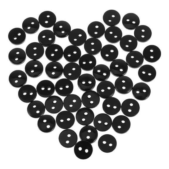 ADDHAT 100Pcs Black Round 2-Hole Resin Buttons for Sewing, Clothing, Handbags, Crafts, and Accessories