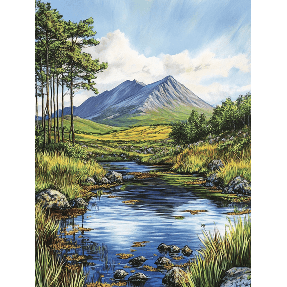 Serene Mountain River Landscape Canvas Wall Art Perfect for Living Room Bedroom Office Dining Room and Hallway Decoration.