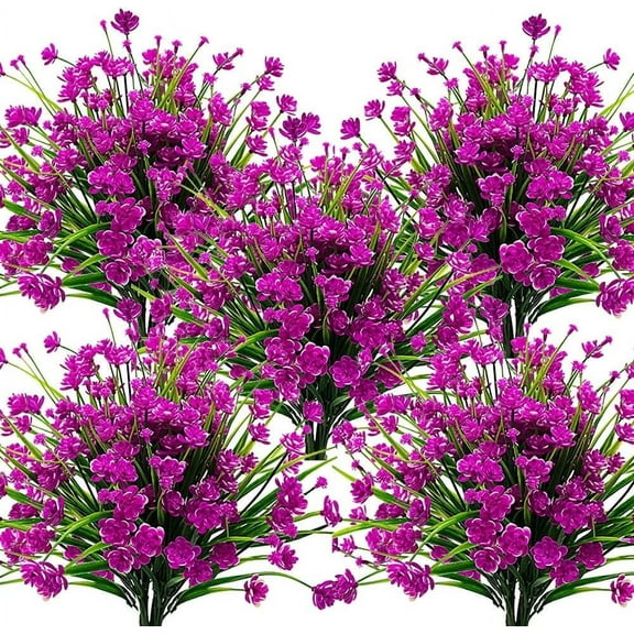12 Bundles Artificial Flowers Outdoor UV Resistant Fake Plants Indoor Outside Hanging Planter DIY Home Garden Decor (Purple)