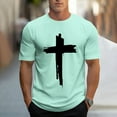 thumbnail image 2 of DDAPJ pyju Jesus Faith Shirts Men's Cross Print Short Sleeve T Shirt Slim Fit Crewneck Tee Shirt Casual Streetwear Tops Mint Green M, 2 of 6