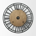 thumbnail image 3 of Mercana Lewiston 30.1L X 2.0W X 30.1H Black Iron W/Wood Round Wall Clock, 3 of 7