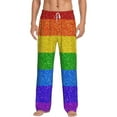 thumbnail image 2 of Lsque Colorful Glitter Rainbow Print Men's Pajama Pants, Lounge Pant - Comfortable Home Wear,Elastic Waistband, Stylish Design-Small, 2 of 9