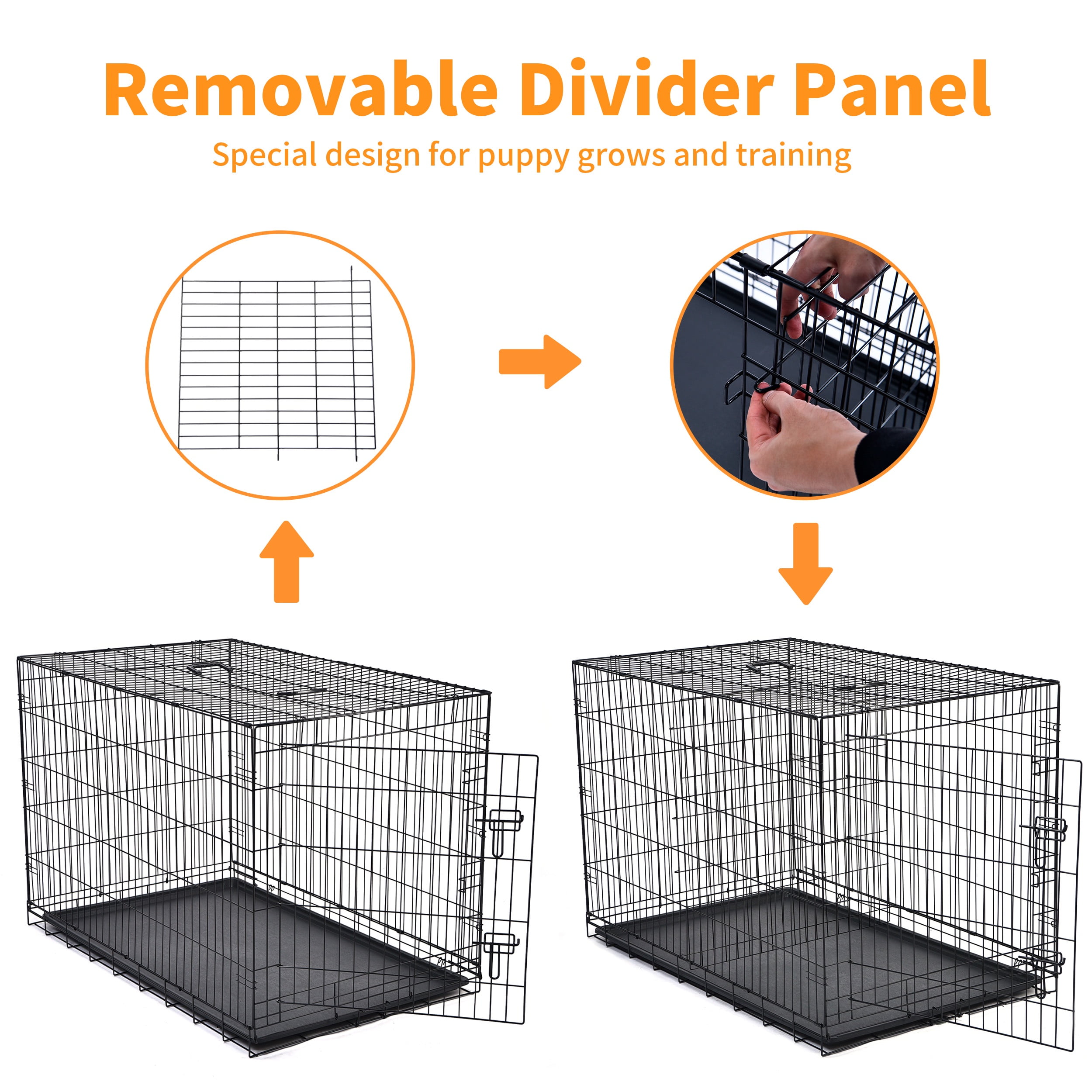 Max & Marlow Single-Door Dog Crate, Foldable Metal Wire Kennel, Portable, Tray and Divider Included, 48" x 29" x 31.5"