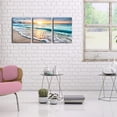 thumbnail image 5 of 3-Piece Blue Beach Canvas Wall Art Set, Sunset Ocean Waves Seascape Prints, Framed & Ready to Hang Decor for Living Room Bedroom Bathroom, 5 of 5