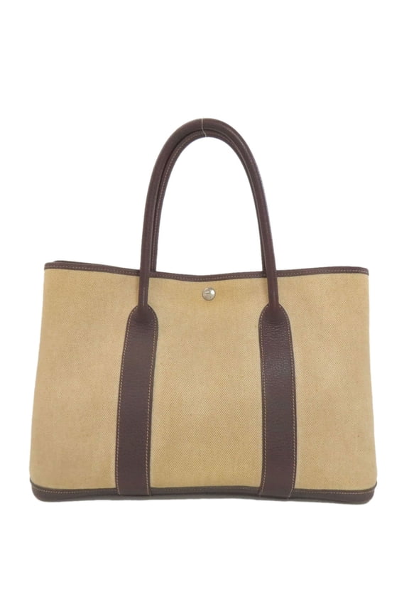 Pre-Owned Hermes Garden Party PM Tote Bag, Silver Hardware, Toile H, Women's