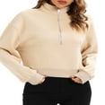 thumbnail image 2 of PENGXIANG Femmes Sweat-Shirts Demi-Zip Stand Col Pull-Over à Manches Longues, 2 of 5