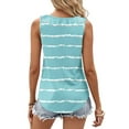 thumbnail image 4 of Womens Tank Top $4.98 Plus Size Sleeveless Stripe Ruffles V-neck Casual Shirt Light Blue M, 4 of 6
