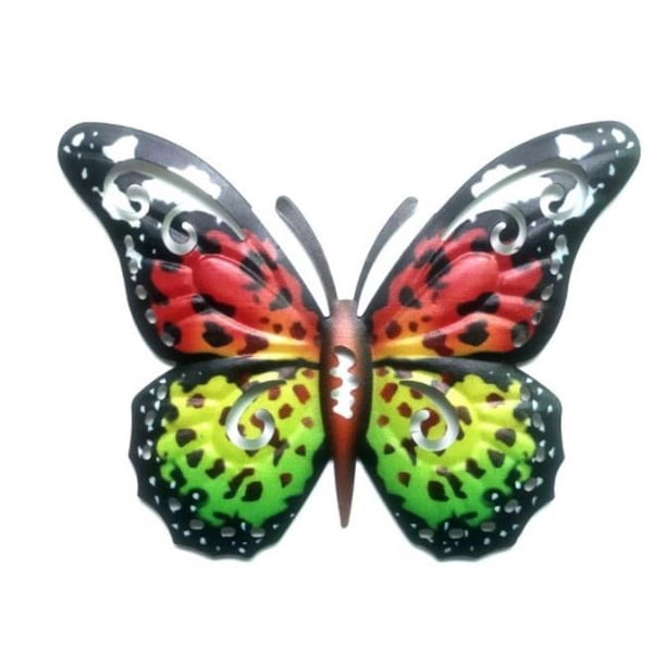 Billuyoard Mariposas ingeniosas de metal disponibles para interiores y exteriores para decoración colgante de micropaisaje de jardín Decoración del hogar rojo verde