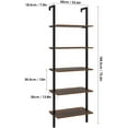 thumbnail image 5 of Homfa Wall Mounted Ladder Shelf, 5 Tier Industrial Wood Storage Organizer Unit with Metal Frame for Living Room, Vintage Finish, 5 of 8