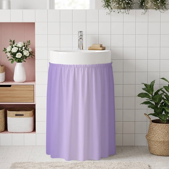 Purple Ombre Small Cabinet Curtain 11''x13'', Modern Gradient Abstract Art Bathroom Sink Skirt for Kitchen Vanity Pedestal, Laundry Privacy Drape Waterproof Dishwasher Curtains