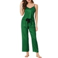 thumbnail image 2 of Unique Bargains Women's Suspenders Soft Ice Silk Pajamas 3 Piece Sleepwear Sets, 2 of 5