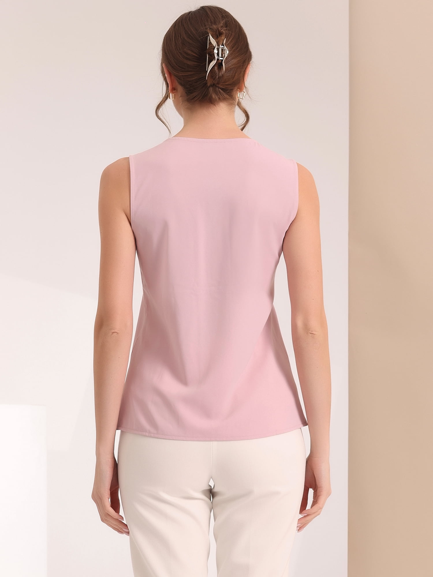DARING DIVA Sleeveless Blouse Top Office Work Shirt S Pink