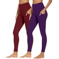 thumbnail image 2 of Qgtaibl 2 Pc Women's High Waist Yoga Pants with Pockets Gym Leggings for Women Tummy Control Workout Bottoms ( Purple,XL ), 2 of 8