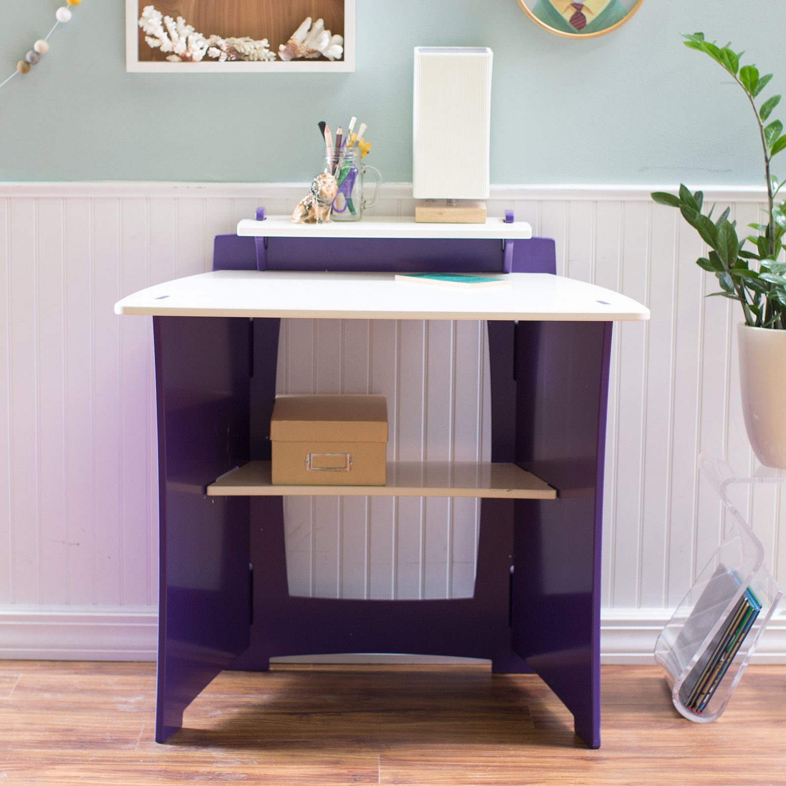 Legare 34 In Kids Desk With Shelf Purple And White Walmart