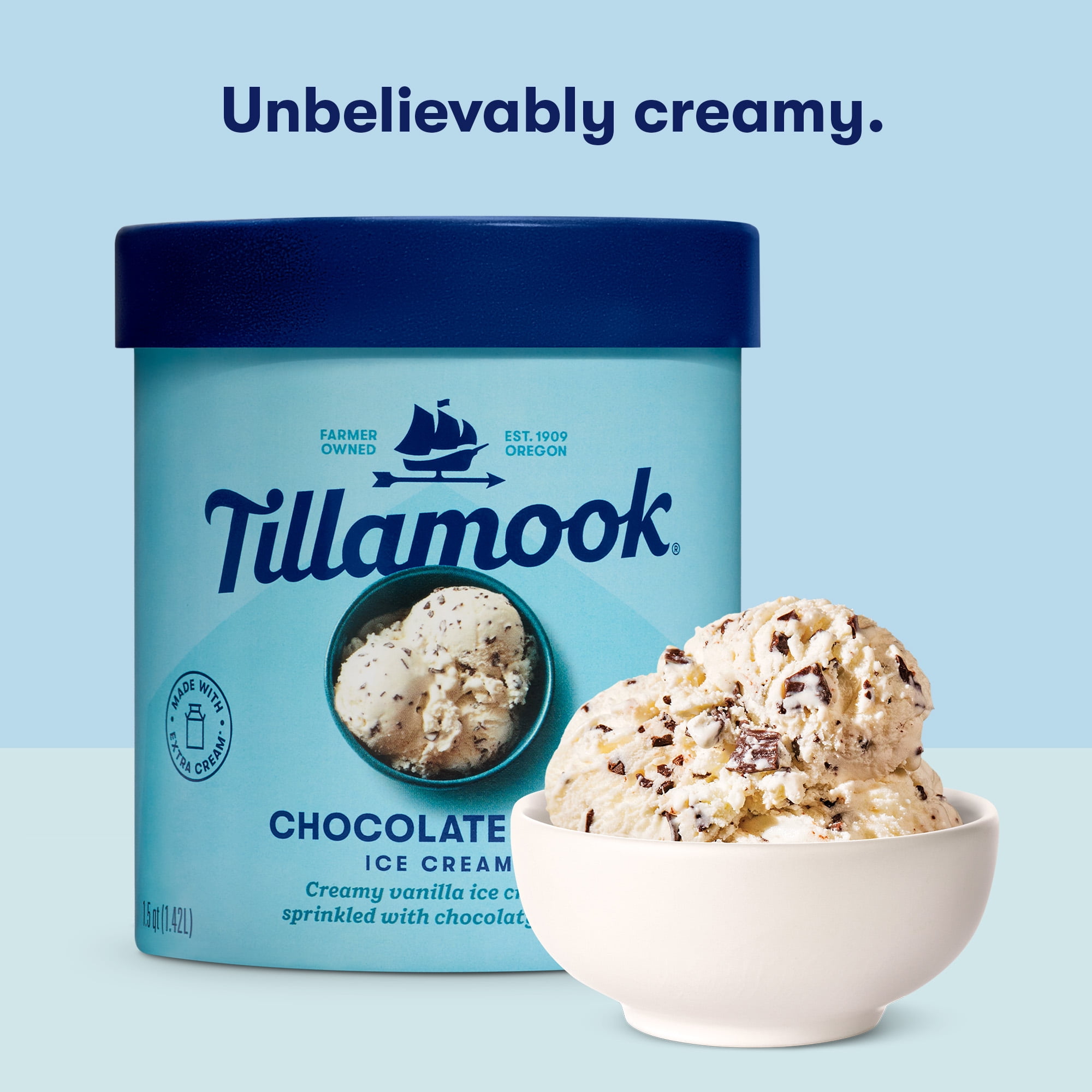 Tillamook Chocolate Chip Ice Cream, 48 oz