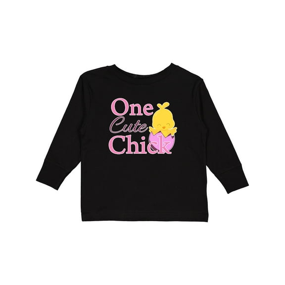 Inktastic One cute chick Girls Long Sleeve Toddler T-Shirt