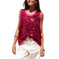 thumbnail image 6 of WCJM Thermal Pullover Sweater Hot Pink Women Blending Shirts Sequin Sequin Tank Tops for Women Sleeveless Sparkly Glitter Crop Tops Summer Beach Clubwear, 6 of 7