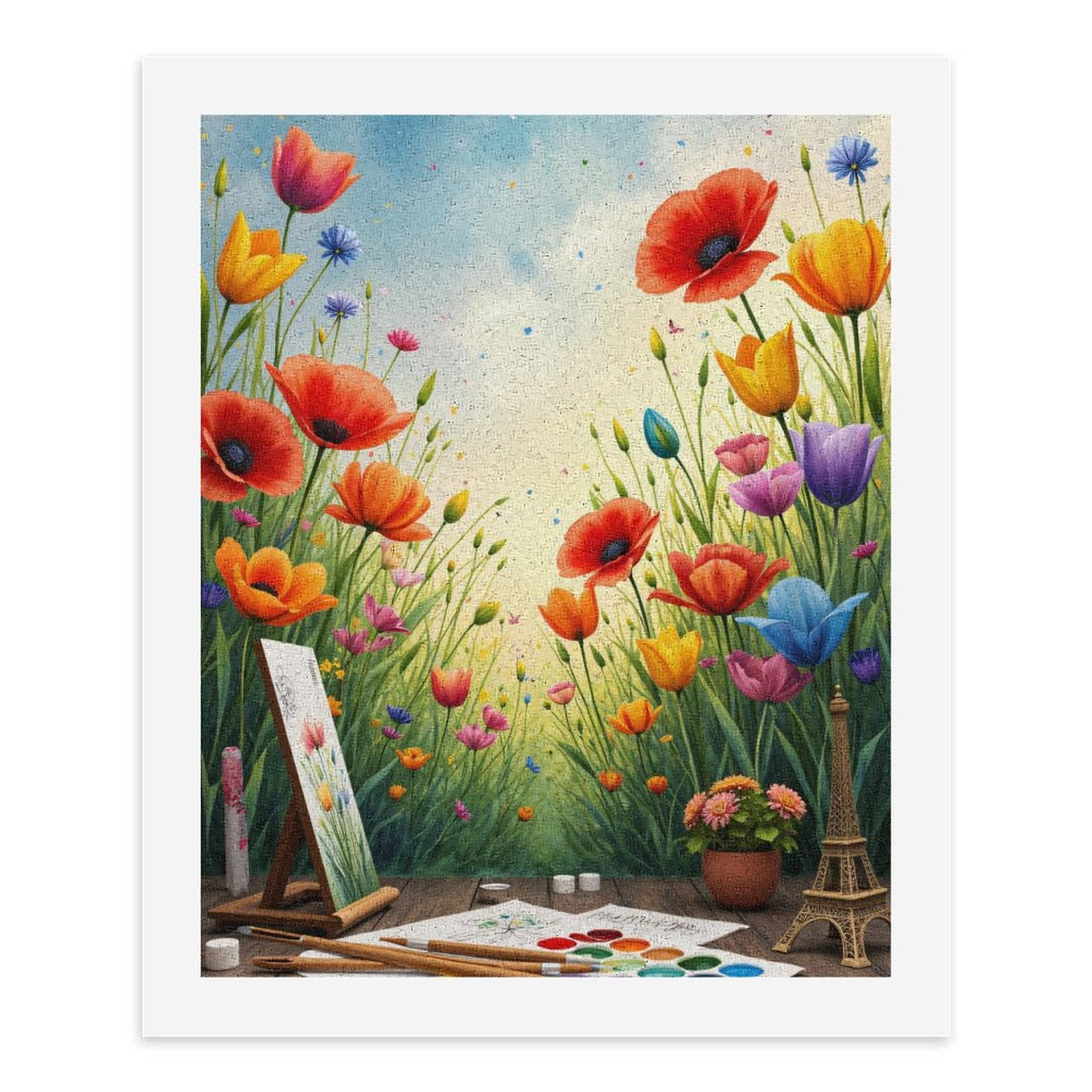 Paint By Numbers Kit for Adults Beginner - Colorful Floral Art Painting Scene DIY Canvas Painting Kits for Adults, Frameless Paint By Number for Adults for Home Wall Decor 16x20 Inch