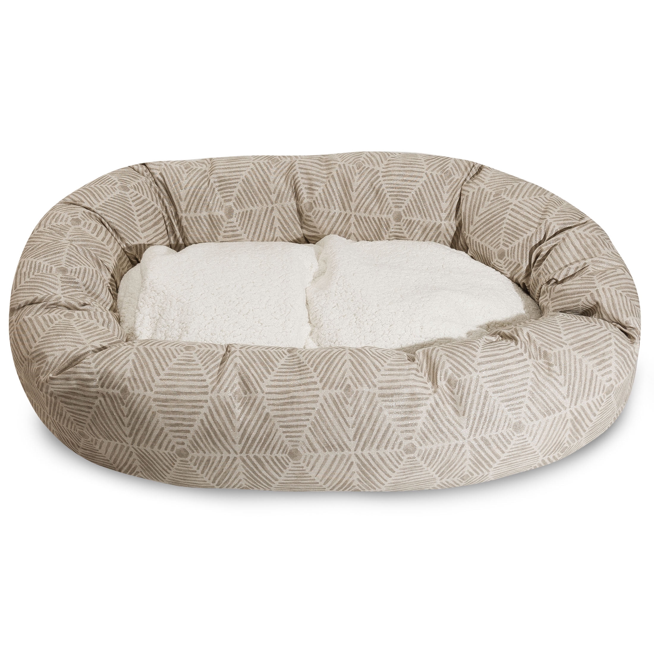 Majestic Pet Sherpa Charlie Bagel Pet Bed for Dogs, Calming Dog Bed Washable, Extra Large, Beige Metallic