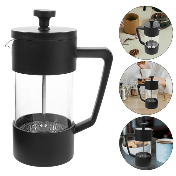HOMEMAXS Coffee Maker with Borosilicate Glass and PP 350ml for Home and Travel Black