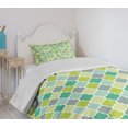 thumbnail image 4 of Ambesonne Teal Quilted Bedspread Set 2 Pcs, Vibrant Trellis Quatrefoil, Twin Size, Multicolor, 4 of 6