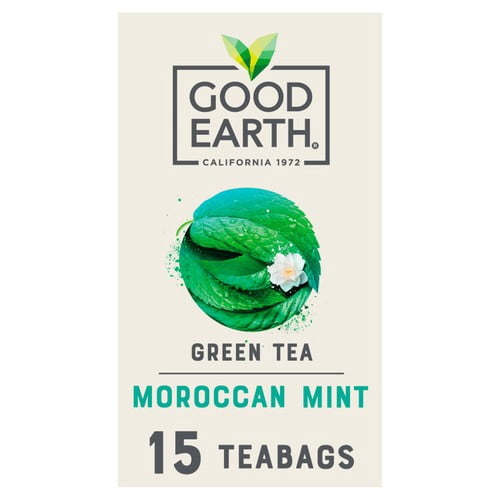 Good Earth Teabags Moroccan Mint & Green Tea 15's, British Import (Pack of 3)