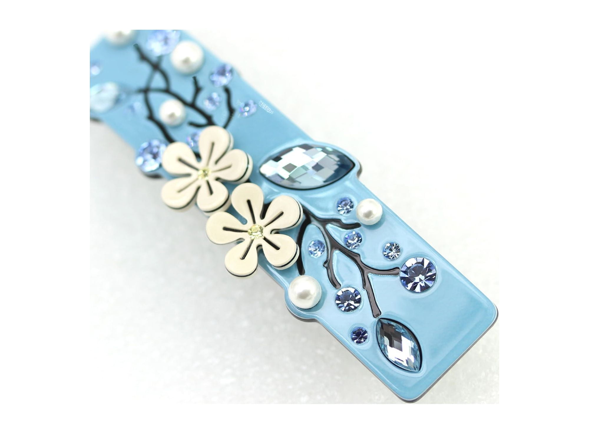 Faship Premium Rhinestone  Crystal Gray Cellulose Acetate Floral Art Deco Hair Claws Clips