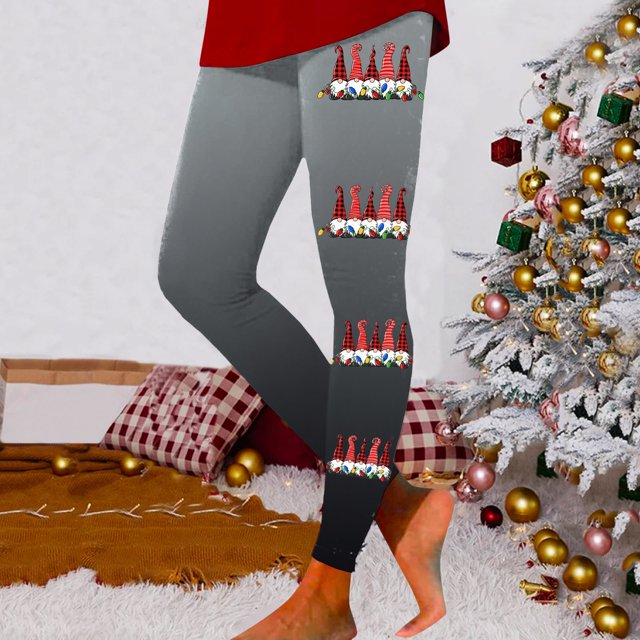 MKLEKYY Leggings para mujer Leggings para mujer Leggings de entrenamiento Pantalones con estampado navideño de bloques de color Leggings suaves y elásticos 2249