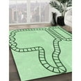 thumbnail image 3 of Ahgly Company Machine Washable Indoor Square Transitional Mint Green Area Rugs, 5' Square, 3 of 7