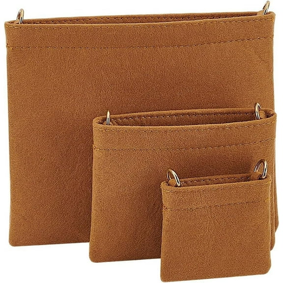 3Pcs 3 Sizes Felt Purse Insert Organizer Envolope Bag Felt Organizer Purse Insert Organizer Handbag Crossbody Bag Conversion Inserts with D Ring for Envelope Pochette Handbags Pocket Brown