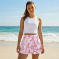 thumbnail image 5 of Xoenoiee Pink Hibiscus Palm Leaves Print Women's High Waisted Pleated Tennis Skirts with Pockets Inner Shorts Lightweight Athletic Golf Skorts for Women, L, 5 of 6
