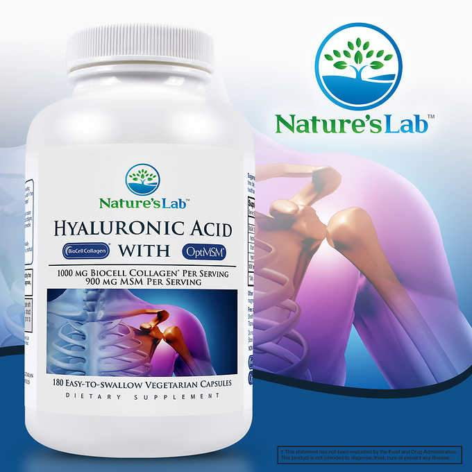 Nature's Lab Hyaluronic Acid with BioCell Collagen, 180 Vegetarian Capsules