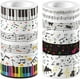 thumbnail image 1 of 12 rollos de cinta adhesiva con notas musicales, color blanco y negro, para guitarra, piano, notas musicales, teclas, ritmo, cintas de enmascarar, pegatinas decorativas de papel para teclado., 1 of 9