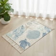 thumbnail image 3 of Blue Coastal Nautical Bathroom Rug 2'x3', Beach Sea Turtle Ocean Coral Starfish Low Profile Front Entryway Rug with Tassels, Woven Cotton Washable Kitchen Mat Carpet for Foyer Bedroom Back Door Decor, 3 of 9