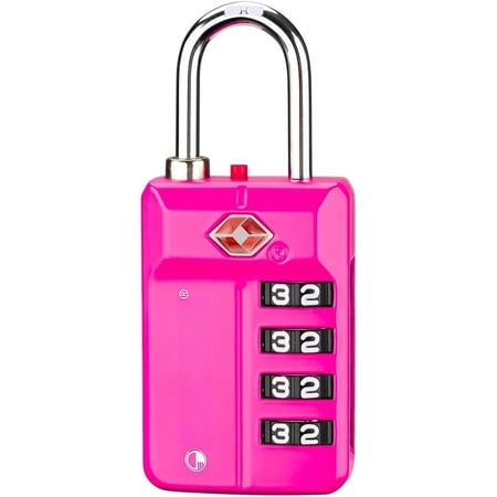 TSA Approved 4-Digit Luggage , Resettable Combination, Red Dot Open-Alert (Resets Only with Code), Easy-Read Black/White Dials, Hardened Shackle, Zinc Alloy ( 1 Pack)