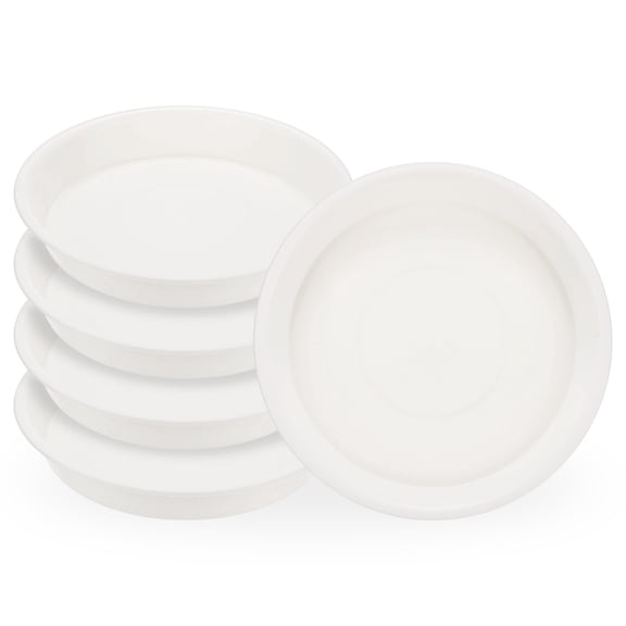 Uxcell 5-Pack Plastic Plant Saucers, 5 Inch ID Plant Pot Water Trays for Indoor/Outdoor, Flowerpot Drip Tray [6 Inch OD, White]