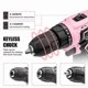 thumbnail image 5 of 12V Pink Cordless Drill Driver Set, Electric Drill, Various Speed, Li-Ion Battery Powered, 25+1 Torque Setting, 3/8 Keyless Chuck, Electric Drill For, 5 of 5